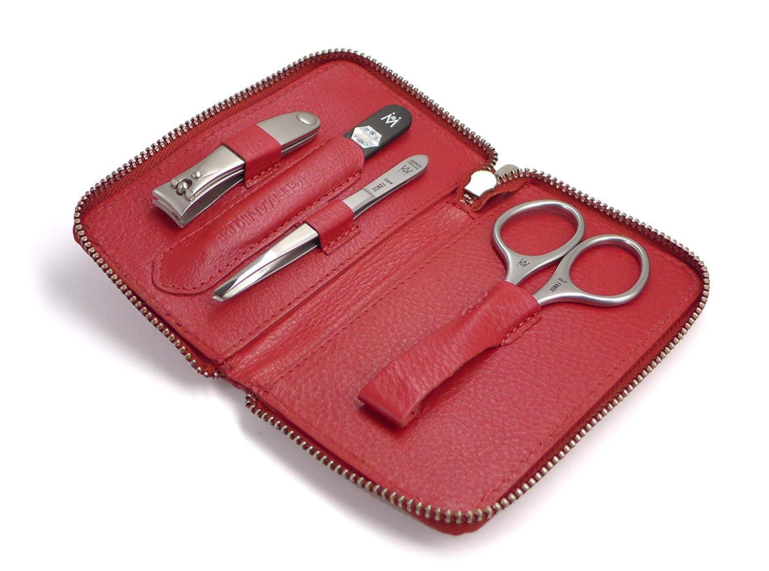 4 Piece Manicure Set: Nail Clipper, Cuticle Scissor, Tweezer, and Glass Nail File