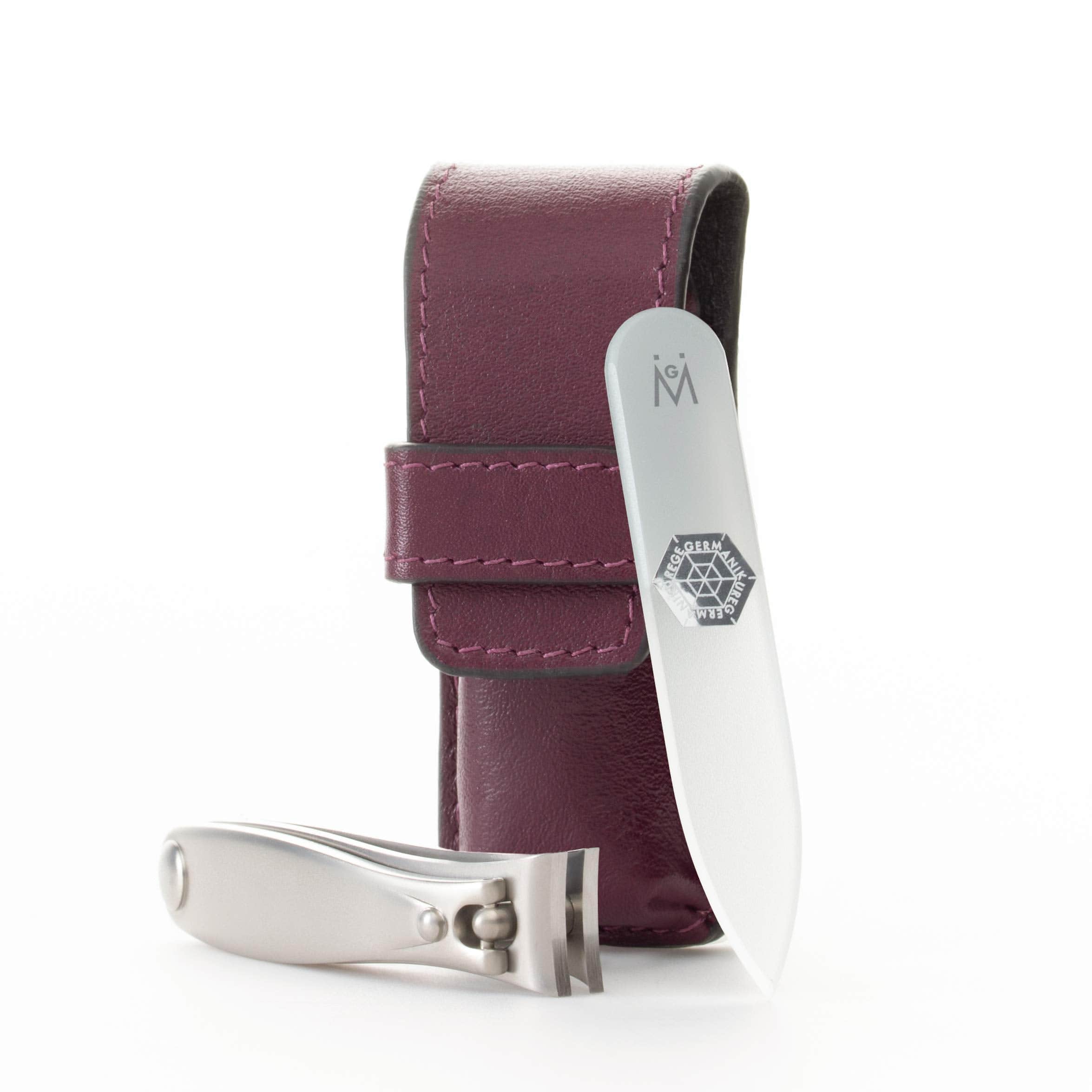 2 Piece Set: Fingernail Clipper and Mini Glass Nail File