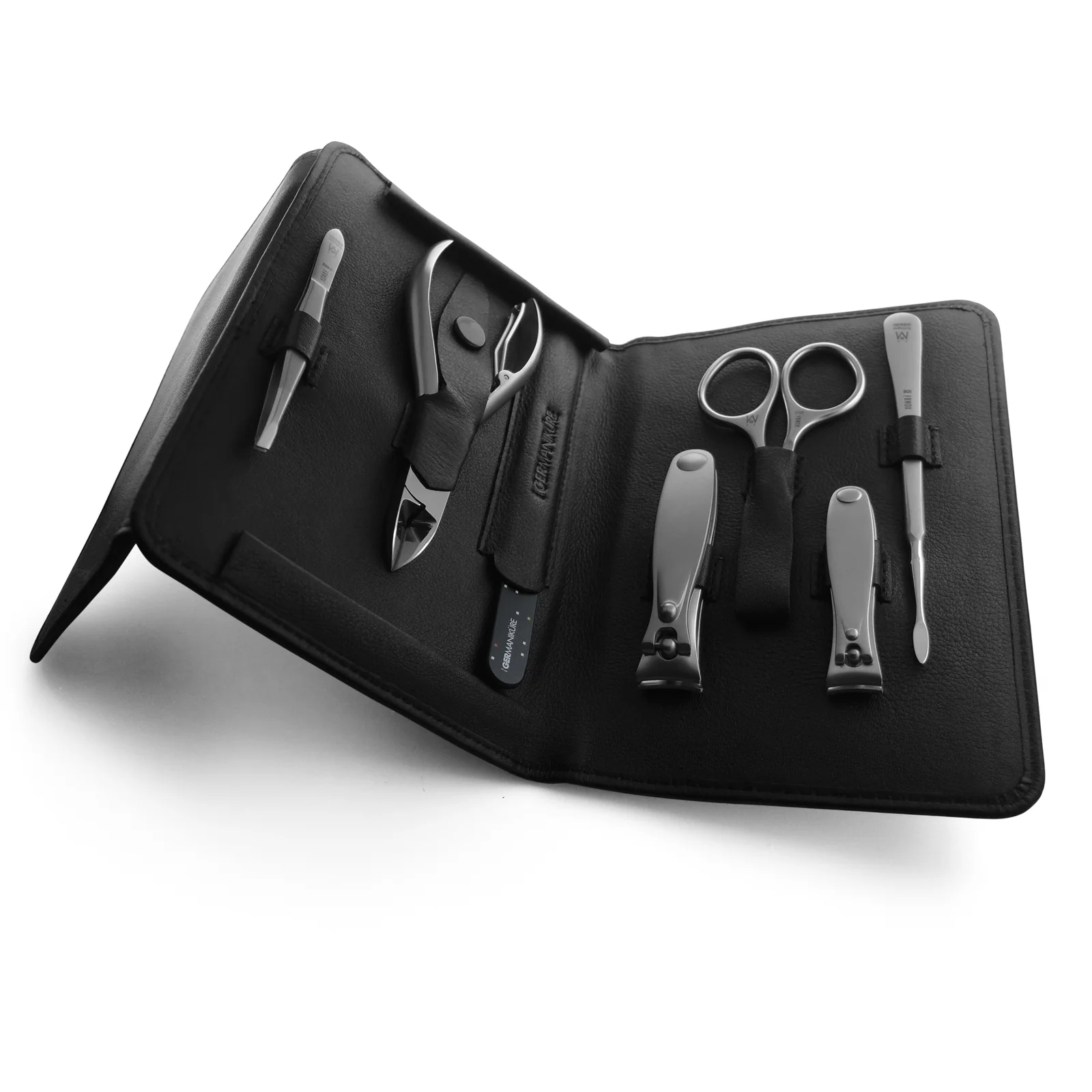 7 Piece Manicure and Pedicure Set in Black Leather Case