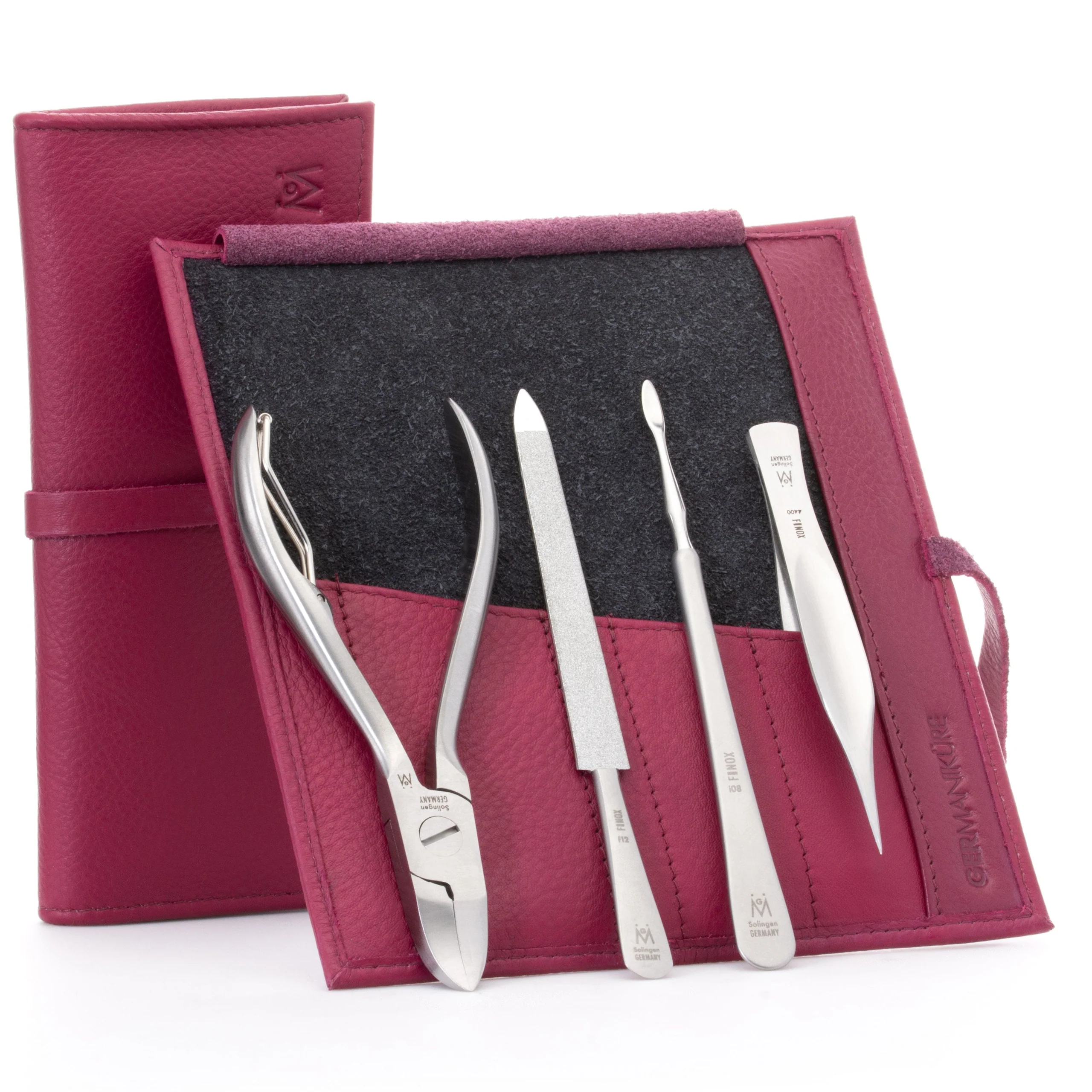 Kit de pédicure 4 pièces : pince à ongles, pince à échardes pointue, lime saphir et cure-ongles