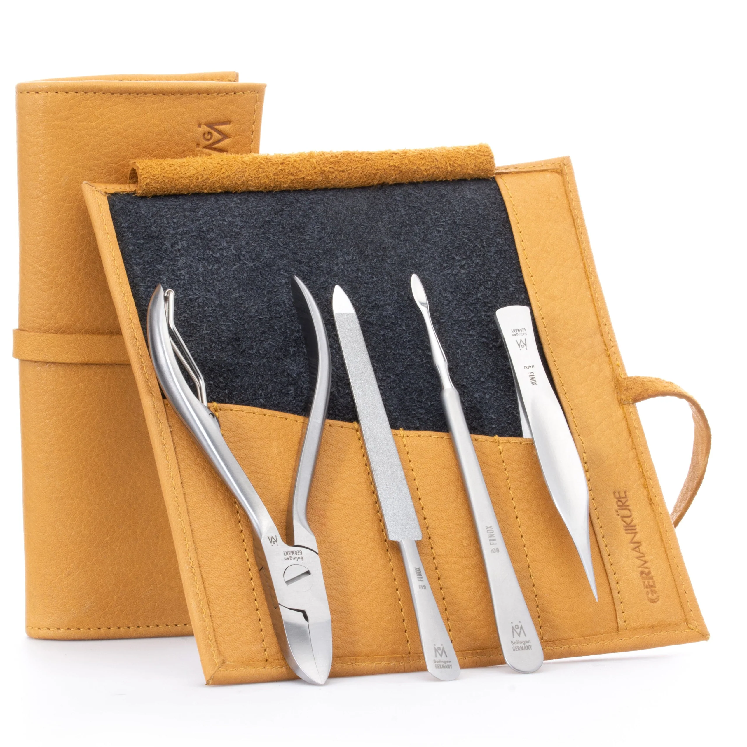 Kit de pédicure 4 pièces : pince à ongles, pince à échardes pointue, lime saphir et cure-ongles