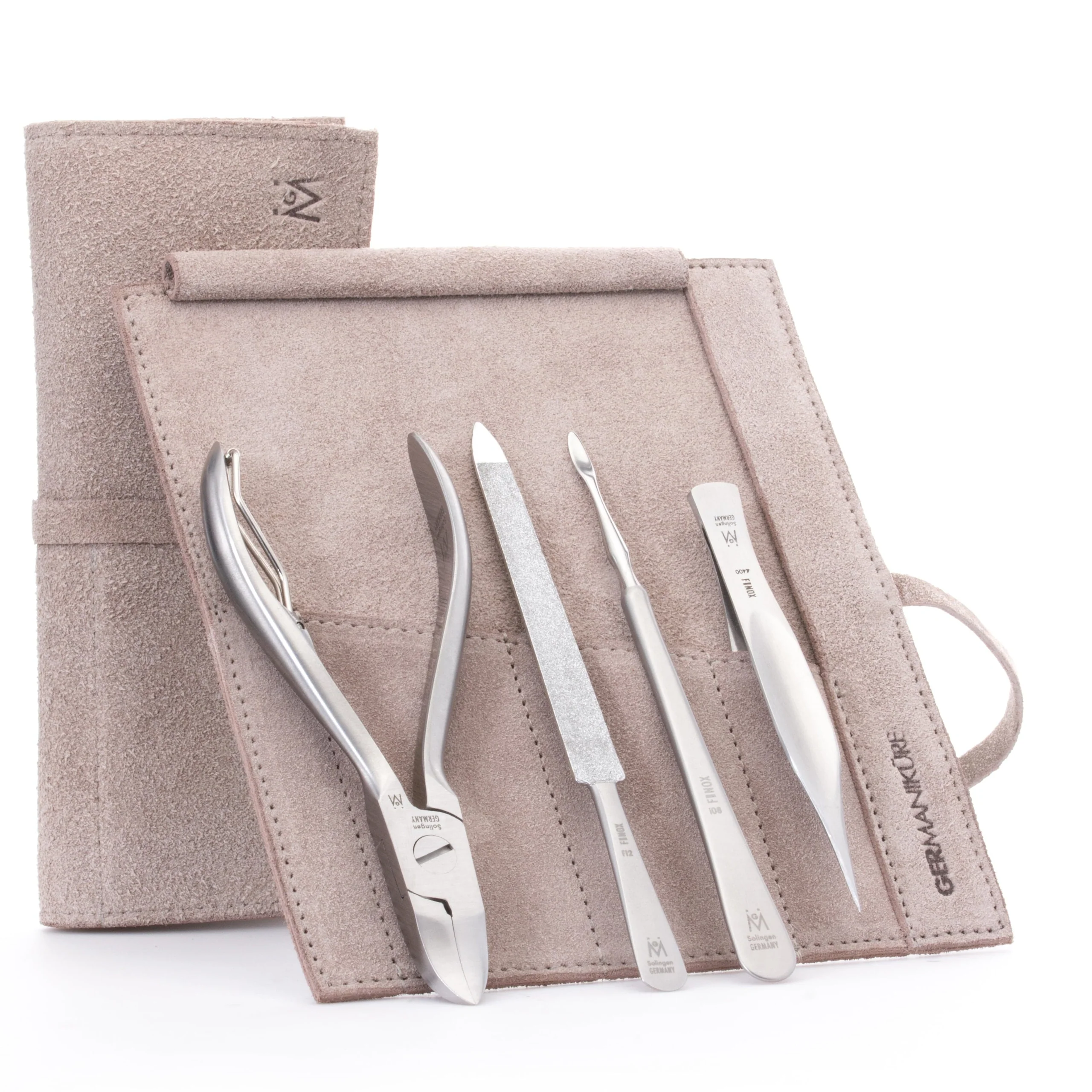 Kit de pédicure 4 pièces : pince à ongles, pince à échardes pointue, lime saphir et cure-ongles