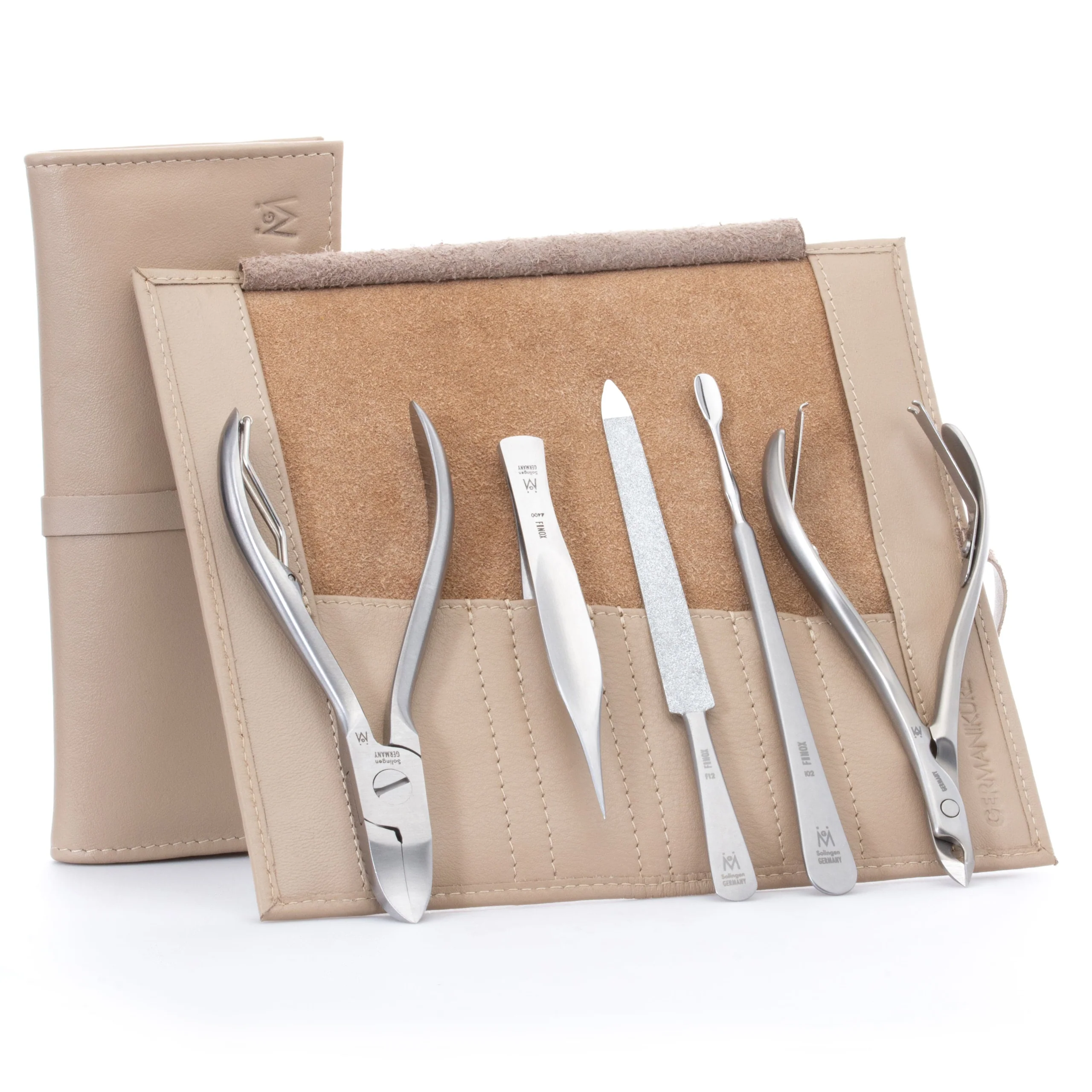 5 Piece Manicure Set: Nail Nipper, Tweezer, Sapphire File, Cuticle Pusher and Nipper