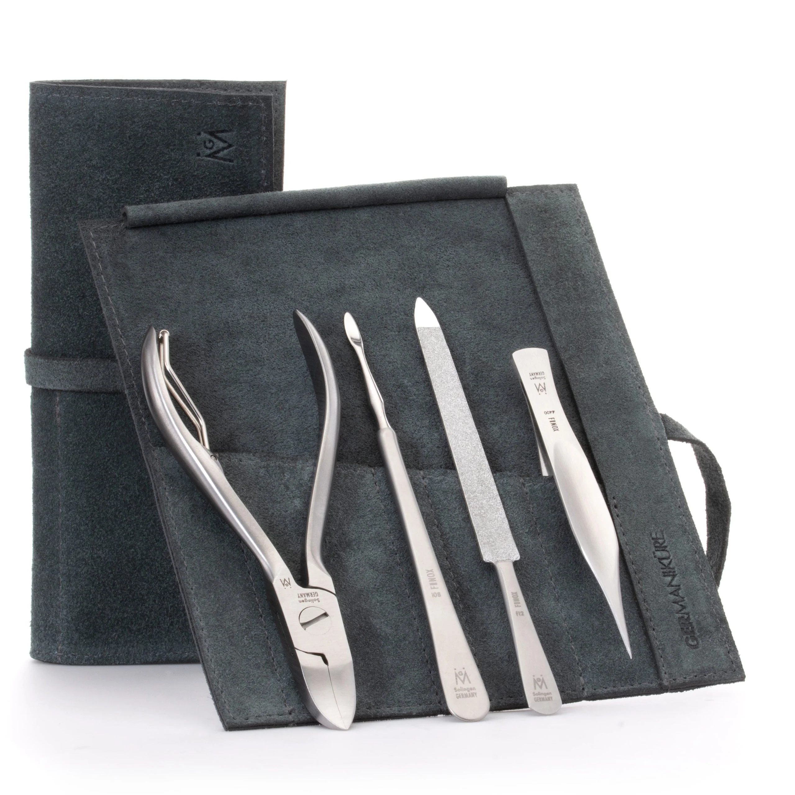 Kit de pédicure 4 pièces : pince à ongles, pince à échardes pointue, lime saphir et cure-ongles