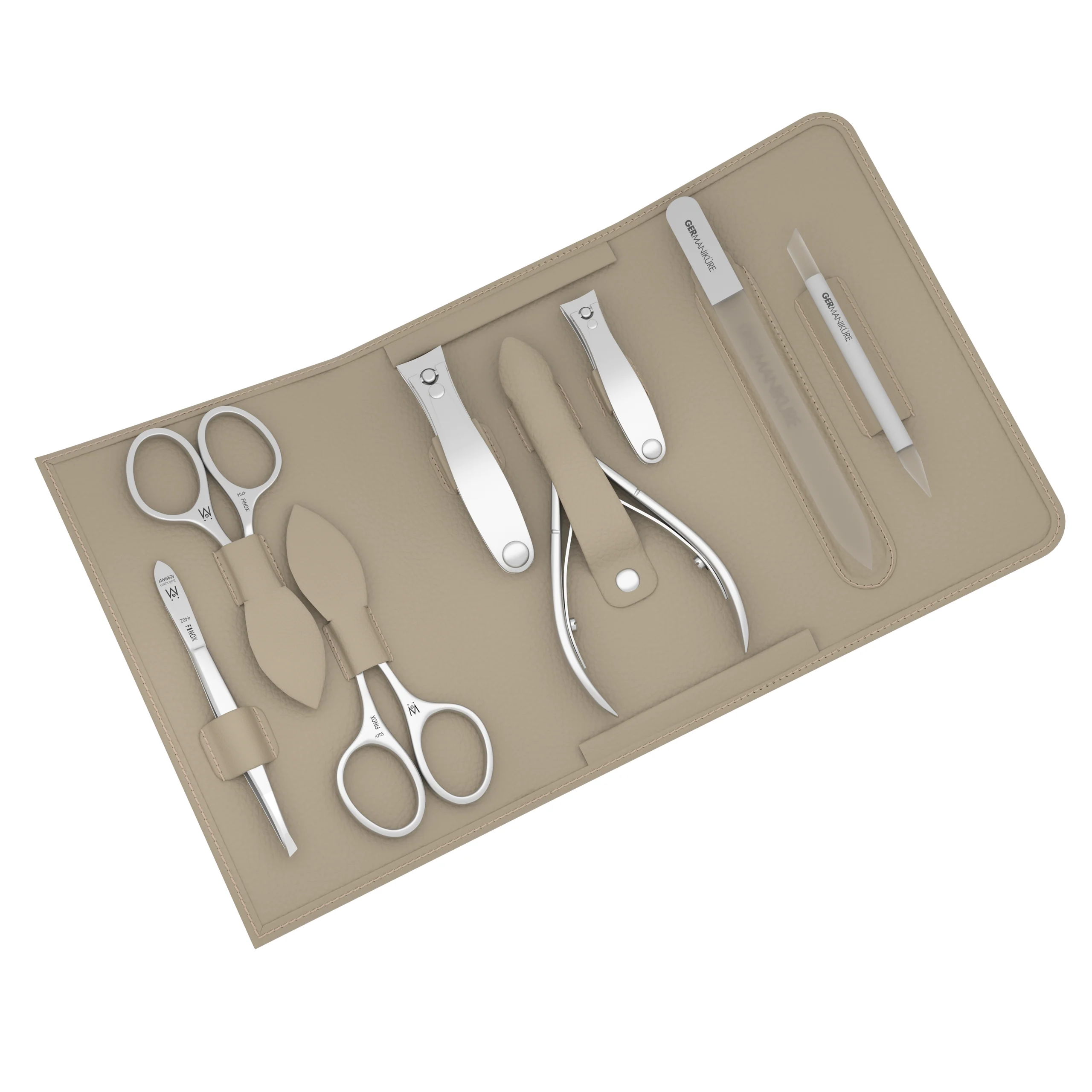 8 Piece Manicure Set in Magnet Case: Cuticle Nipper, Cuticle Scissor, Small and Large Clipper, Nail Scissor, Glass File, Cuticle Stick, and Slanted Tweezer