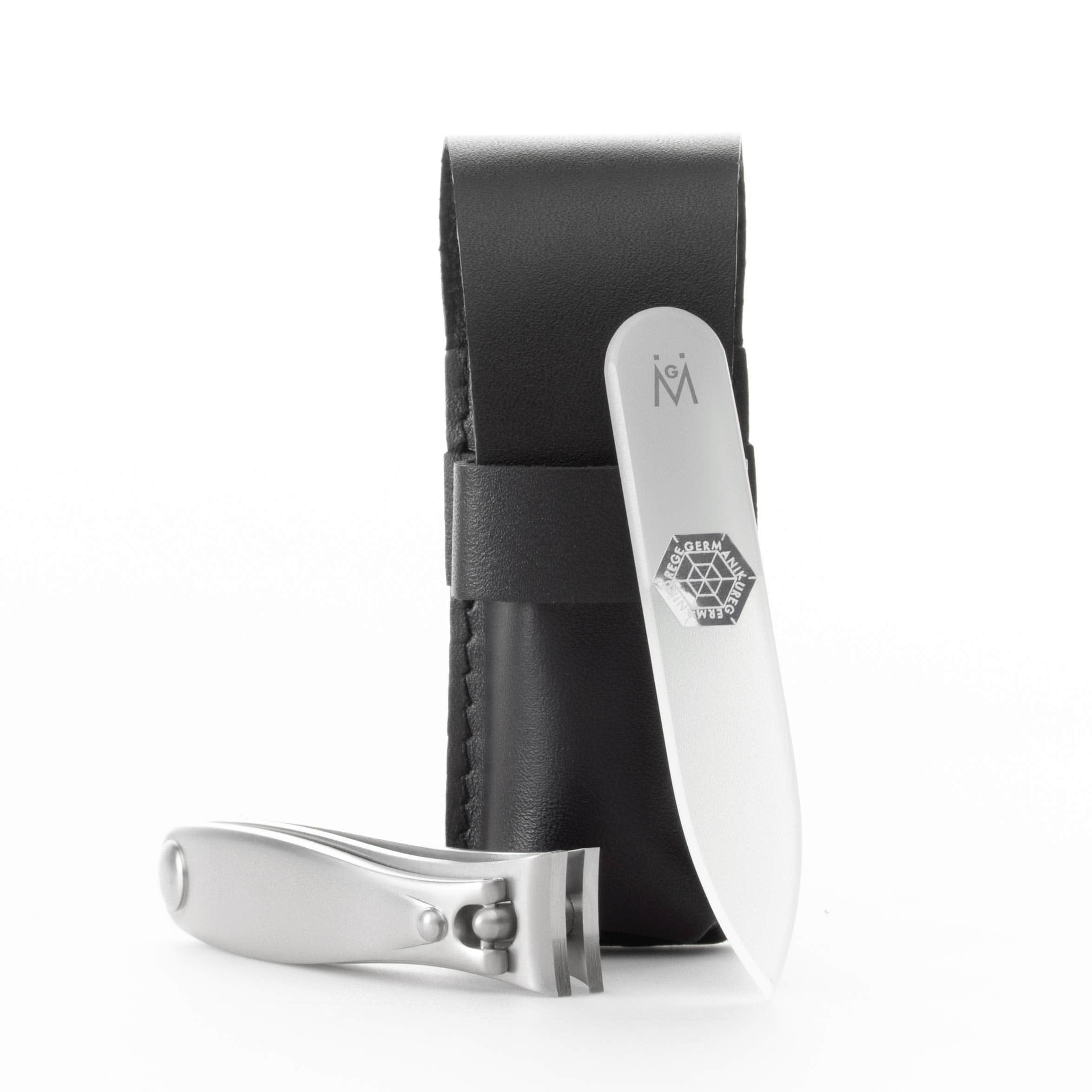 2 Piece Set: Fingernail Clipper and Mini Glass Nail File