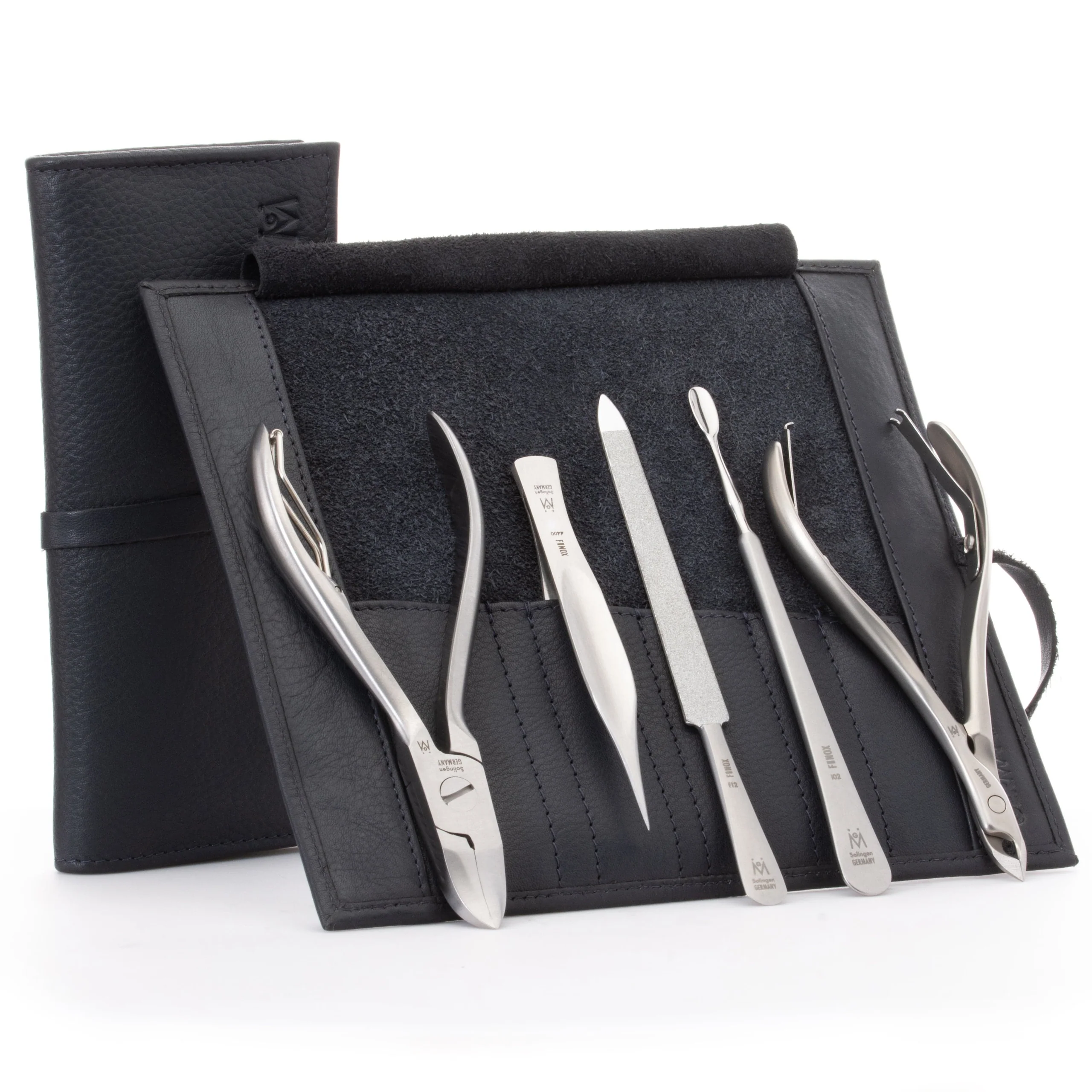 5 Piece Manicure Set: Nail Nipper, Tweezer, Sapphire File, Cuticle Pusher and Nipper